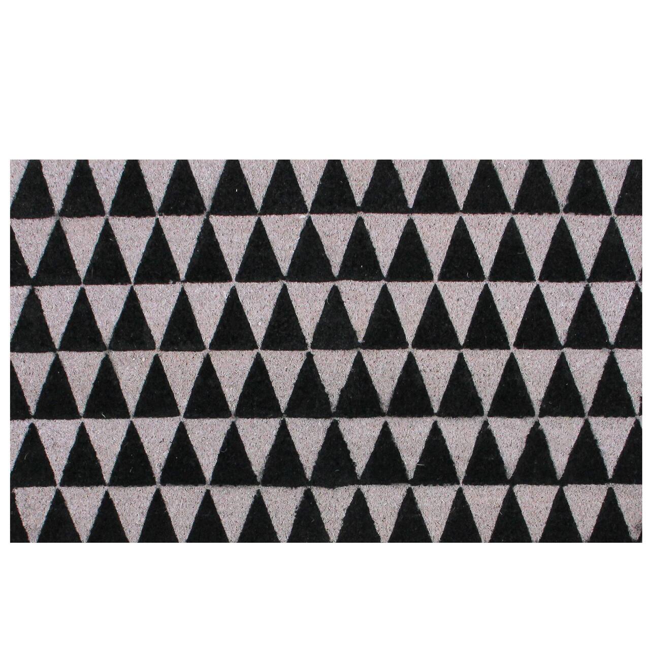 Black and Pale Pink Triangle Print Coir Outdoor Rectangular Door Mat 29.5" x 17.75"